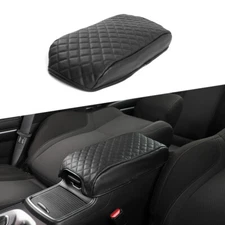 Black PU Leather Organization Box Armrest Pad Cover for Dodge Charger 300c 2011+
