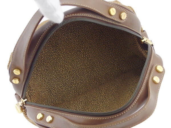 BORBONESE Handbag Quail Pattern Authentic Used T24035 — image 6