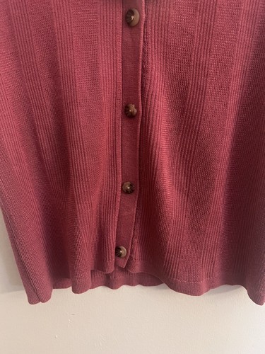 Alex Marie Knit Jessica Button Front V-Neck Sleeveless Cardigan MauveWood XL - Picture 2 of 6