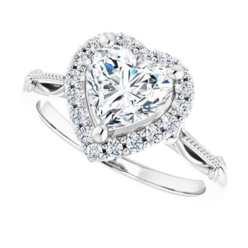 1 ct Heart Cut D-VVS1 Moissanite Wedding Engagement Ring S925 Sterling Silver - Picture 7 of 12
