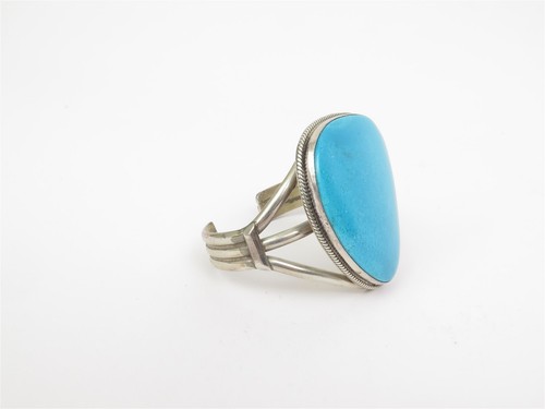 Cecil Atencio (Navajo) Sterling Silver & Kingman Turquoise Cuff Bracelet - Picture 7 of 7