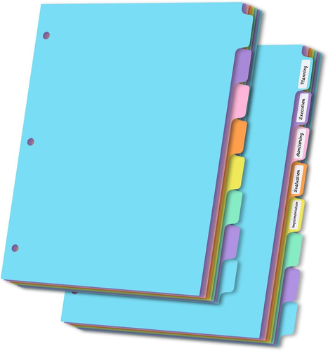 8-Tabs 2 Set Binder Dividers with Tabs,Fit 8.5" X 11" Letter Size Plastic Index