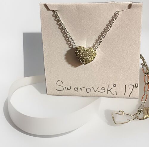 authentic swarovski Floating Heart crystal necklace Silver Tone