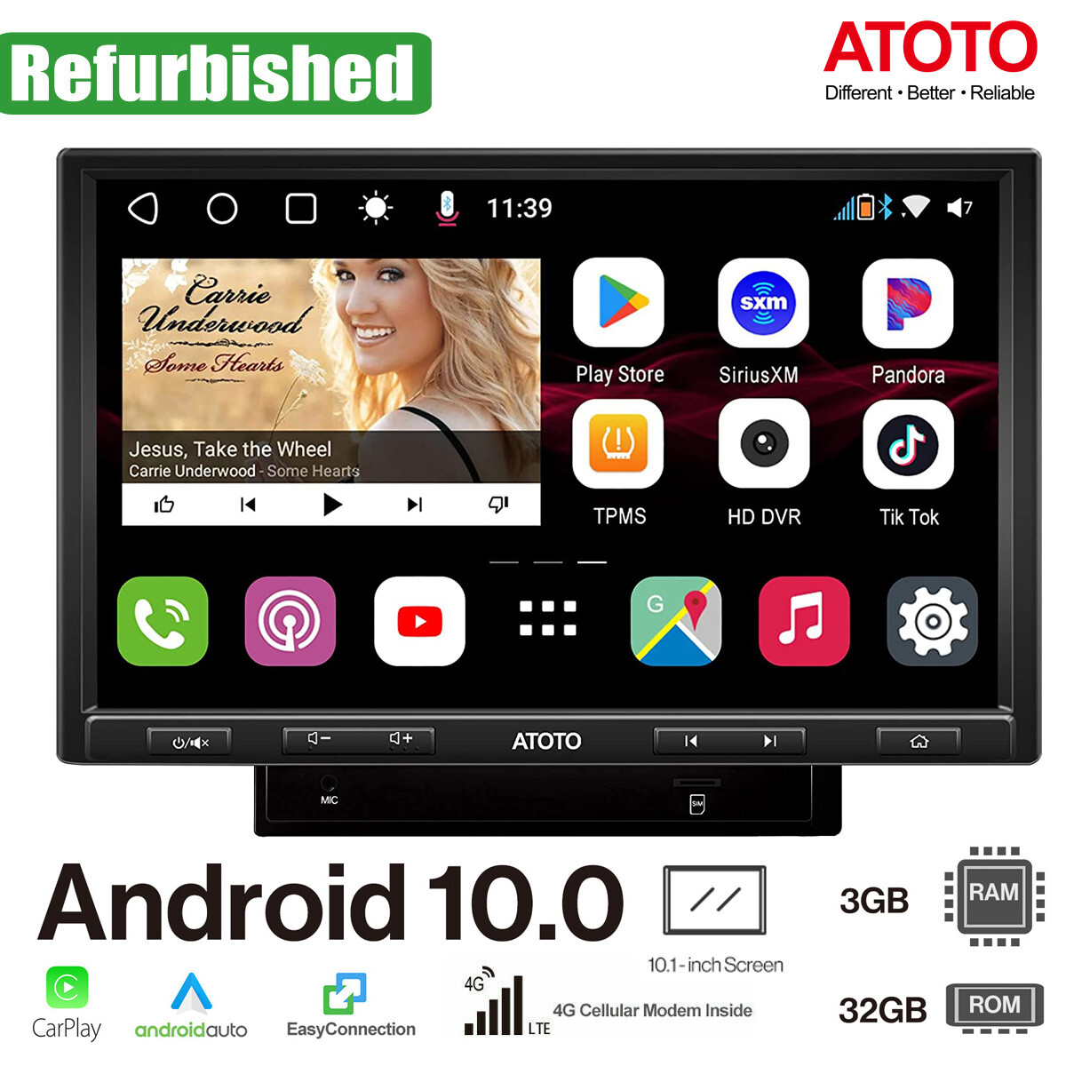 ATOTO S8 Pro 10in 2DIN Android Car Stereo-3G+32G Wireless CarPlay