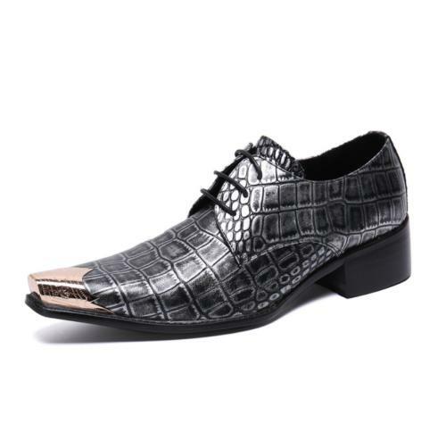 38-46 Mens Low Top Real Leather Business Leisure Shoes Metal Pointy Toe Casual L - Picture 1 of 10