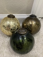 Lot 3 Crackle Glass Round Ball Sphere Ornament Like Decoration Elegant