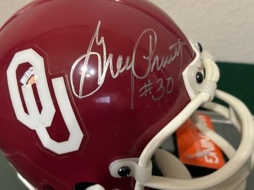Greg Pruitt Signed/Inscribed (#30) Oklahoma Sooners Riddell Mini Helmet - Picture 2 of 4