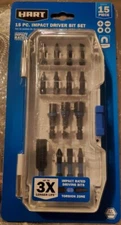 HART 15-Piece IMPACT DRIVER BIT SET MAGNETIC BIT HOLDER 1/4" - HEX TORSION ZONE