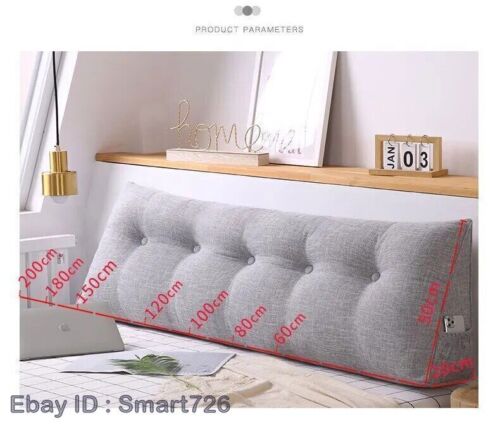 Cotton Linen Bed Cushion Sofa Headrest Hotel Backrest Pillow Removable Headboard - Picture 12 of 30