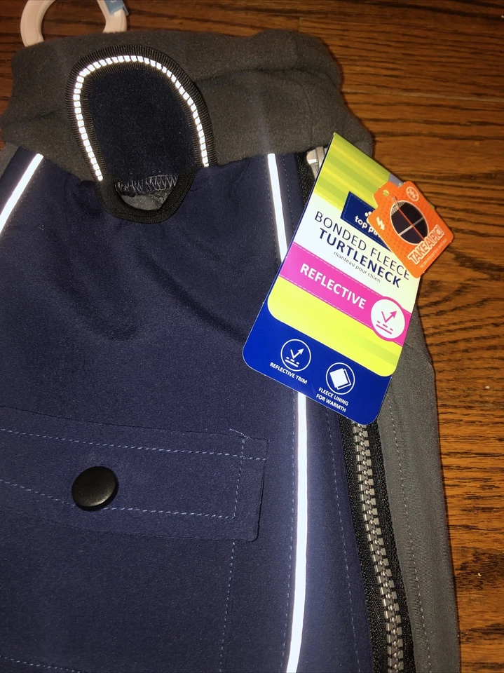 Chaqueta reflectante de lana de cuello alto para perro pequeña azul nueva sin etiquetas Foto 4 de 4