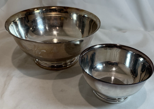 Set of 2 Gorham Silverplate 5” & 8” REVERE PEDESTAL BOWLS EC YC778, YC780