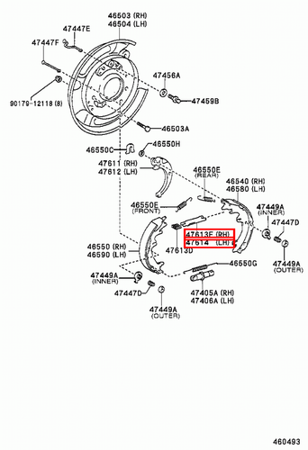 Genuine FJ Cruiser GSJ15 GSJ10 Fortuner GGN155 Parking Hand Brake Shoe Strut - Picture 7 of 20