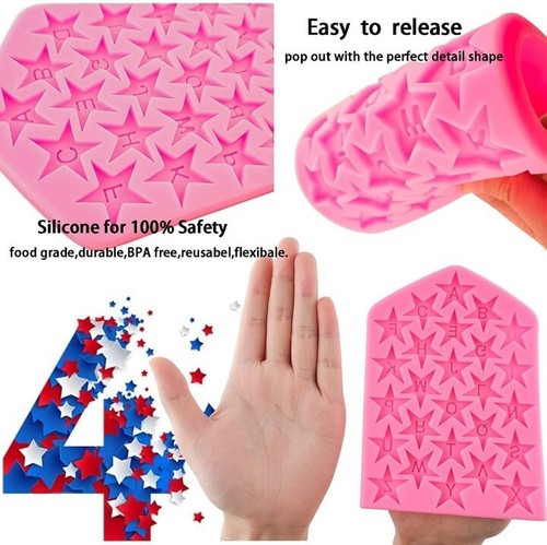 Stars with letters pink Silicone Candy / chocolate Mold. Brand new. - Picture 3 of 6