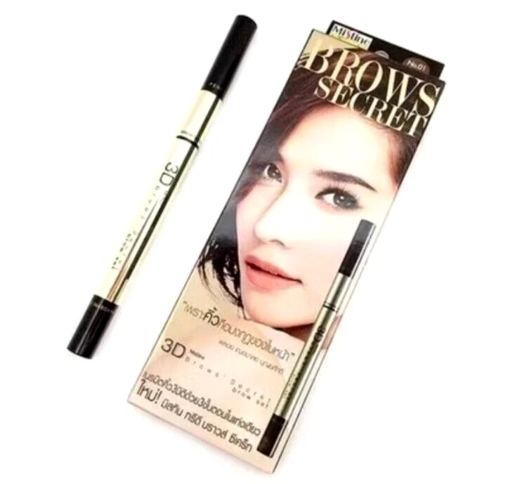 Mistine 3D Browns Secret Brow Set Pencil,Brow Shadow,Mascara No.1 Dark Brown 1pc - Image 3 of 4