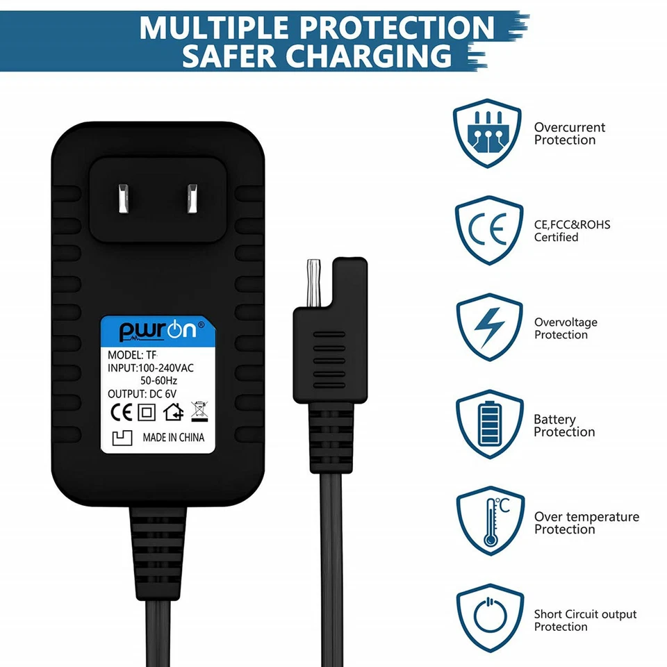 PwrON B Charger Adapter 6V for ride on car PACIFIC CYCLE Disney Quad 4 wheeler - Image 3 of 4