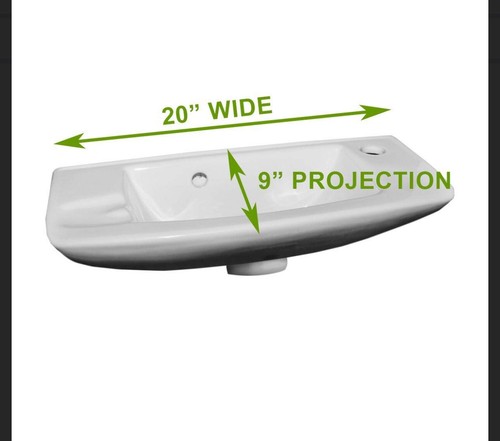 Renovators Supply White Small Wall Mount Sink Vessel Right Side Faucet Grade A - Picture 3 of 6