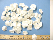 White 1 1/4" Rolled Rose Ribbon Flowers 45 Pc. Vintage inventory. Ships from USA