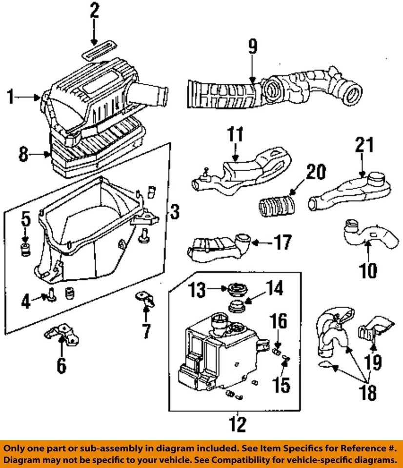 Conjunto de filtro de aire usado se adapta a: Honda Accord 1997 4 cilindros grado A Foto 3 de 4