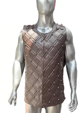 Medieval leather brigandine; men larp & sca leather body armor; fantasy Viking