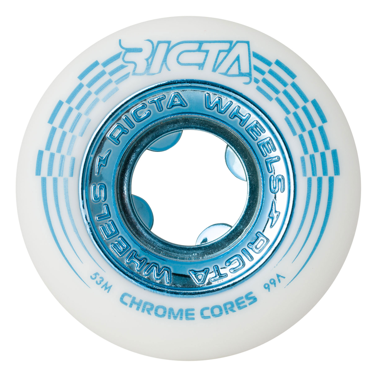 Ricta Skateboard Wheels 53mm Chrome Core 99A White/Teal