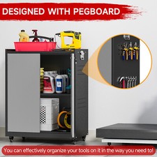 Metal Storage Cabinet on Wheels,Locking Garage Kitchen Storage Tool Cabinet Boxs