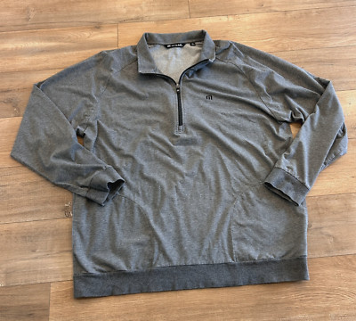 Travis Mathew 1/4 Zip Pullover Shirt Men's Sz XXL Gray Long Sleeve Pockets Golf