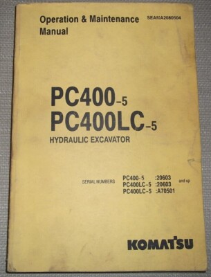 KOMATSU PC400-5 PC400LC-5 EXCAVATOR OPERATION & MAINTENANCE BOOK MANUAL