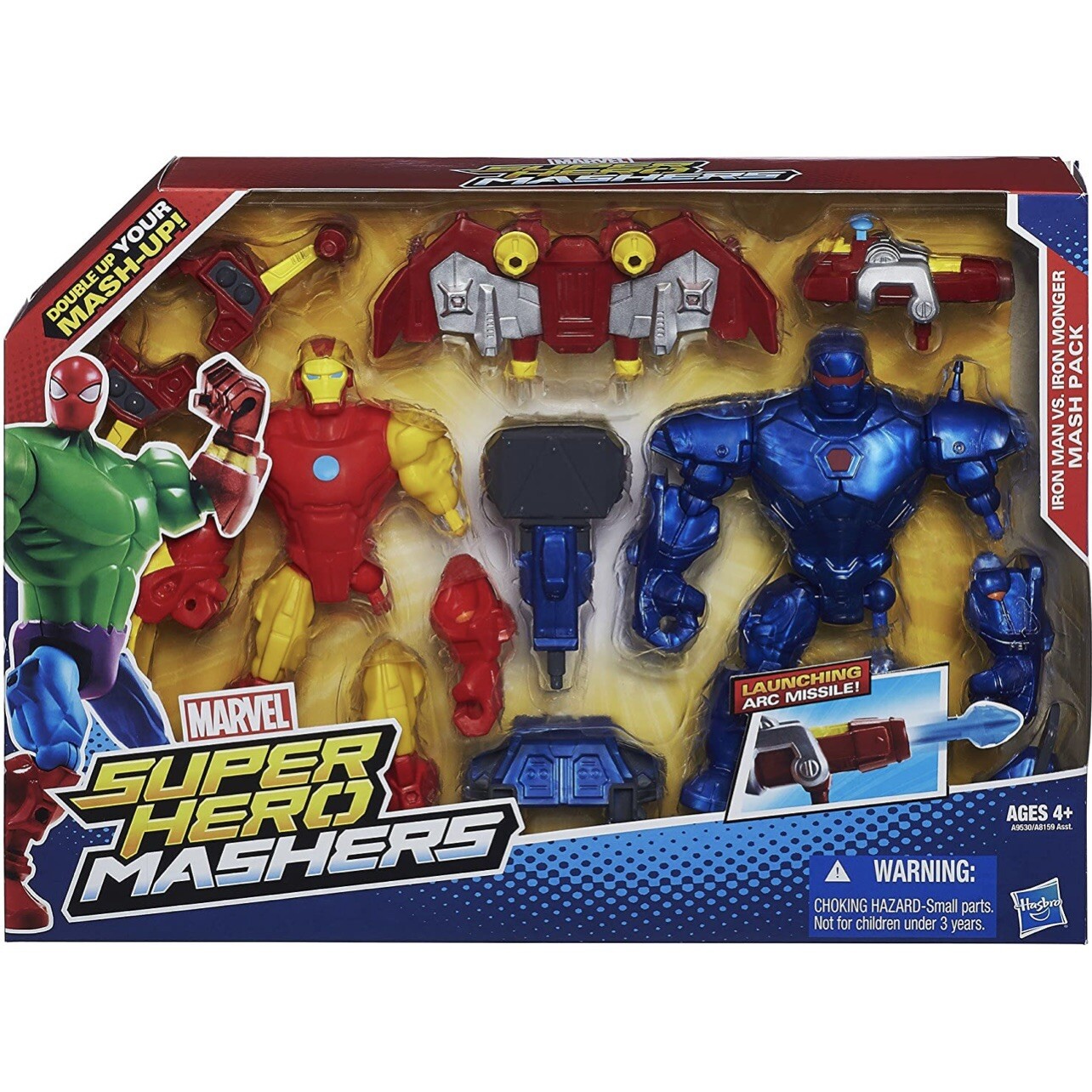 Super Hero Mashers Iron Man vs Iron Monger Mash Pack, jouet de combat Marvel pour enfant
