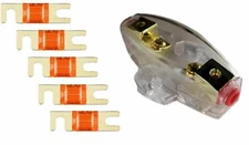 IMC Audio 350 Amp Mini ANL and 5 Fuses Fuse holder 4 6 8 Gauge Car Audio Gold