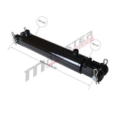 Hydraulic Cylinder Welded Double Acting 3'' Bore 8'' ASAE Stroke Clevis 3x8 NEW