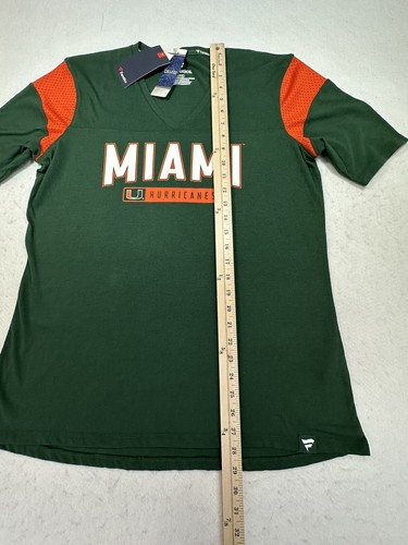 NWT  Fanatics Womens Green Miami Hurricanes V-Neck Large SS w/orange stripe - Picture 10 of 12