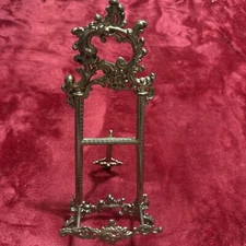 Vntg Ornate Brass Tabletop Easel Art Display Book Plate Stand Portrait Picture