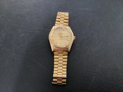 Jules Juergensen Mens Gold Color Quartz Watch #5899Q