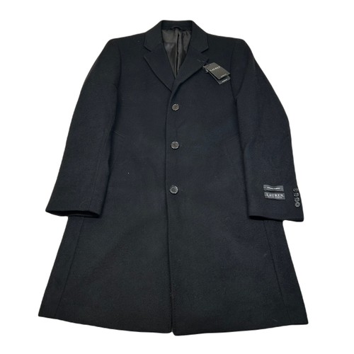 LRL Ralph Lauren Wool Cashmere Overcoat Mens Medium 38R Black Classic Fit $495