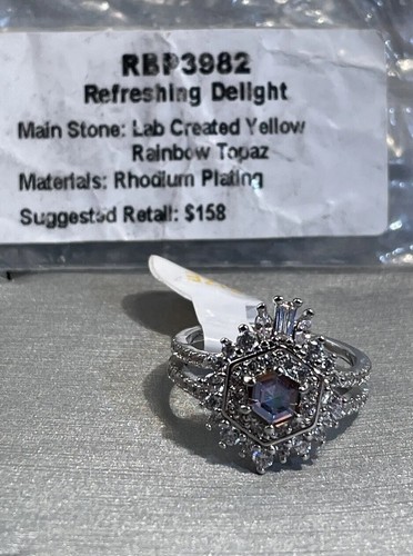 Neu im Karton Refreshing Delight LC gelber Regenbogentopas Rhodium P-Band Gr. 7 RBP3982 SR $ 158