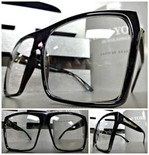 LARGE OLD SCHOOL VINTAGE RETRO Style Clear Lens GLASSES FRAME Hipster Nerd Smart