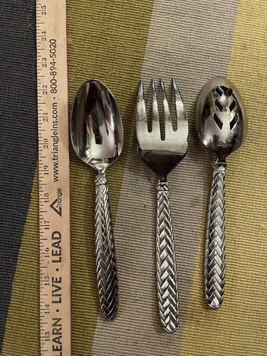 Vintage Ralph Lauren Equestrian Braid Serving Pieces Set Three Fork Spoons - Picture 4 of 5