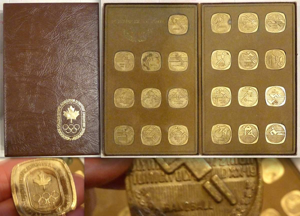 1972 Munich Olympiad Set of 22 Medal Tokens w/ Case Canadian