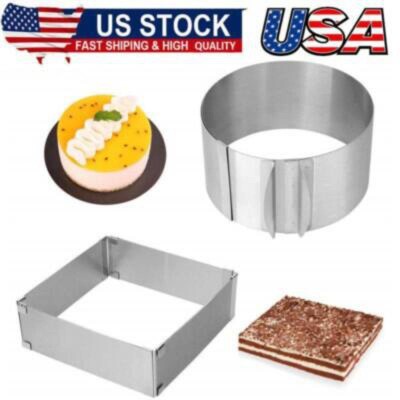 Adjustable Cake Ring 2Pcs,6to12Inch Stainless Steel Mousse Cake Mold Ring Pastry