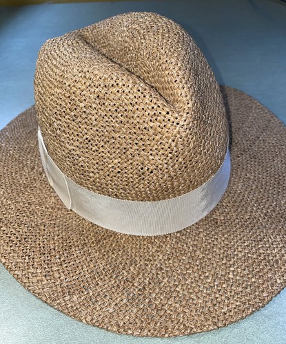 Vintage Eva Mae Panama straw hat with Ivory band, size 6 7/8 (SM) - Picture 2 of 4
