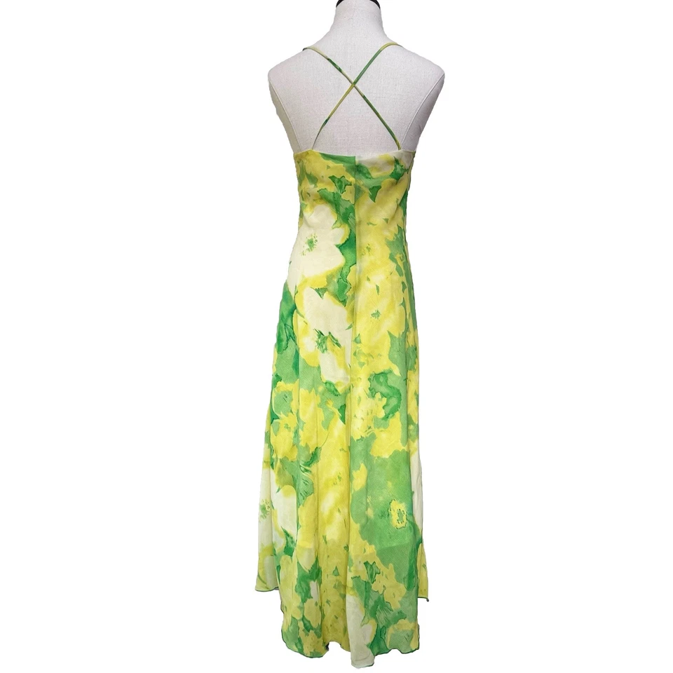 Maxi Vestido Sin Mangas De Colección Y2K JONATHAN MARTIN Verde Amarillo Floral Hada Coqueta Años 90 5 Foto 4 de 4