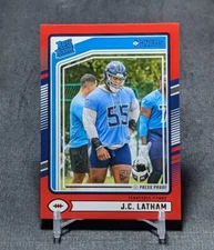J.C. Latham Red Press Proof Rated Rookie RC 2024 Donruss Card #340 Titans