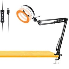 Workbench Light Desk Ring Light With Swivel Clamp Arm8'' Usb Ring Light For Read