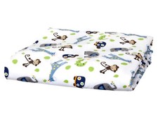 FULL CRIB SIZE - Tiddliwinks - Safari Blue / Green Animals FITTED SHEET