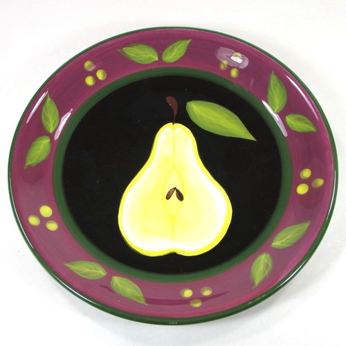 222 Fifth FRUIT PASSION 9" Salad Plate Set 4 Pear Peach Apple Plum Janet Davies - Picture 20 of 22