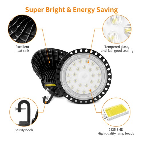 50W-500W UFO LED Hallenbeleuchtung Hallenstrahler Hallenleuchte Industrielampe - Bild 206 von 280