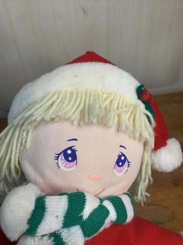 Muñeca de peluche vintage Dolly Mine Hollis Navidad bien hecha 1987 - Imagen 4 de 5