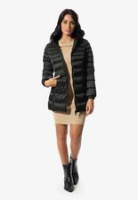 REFRIGIWEAR DONNA PIUMA PIUMINO PELLICCIA LONG MEAD FUR JACKET NERO GIUBBINO