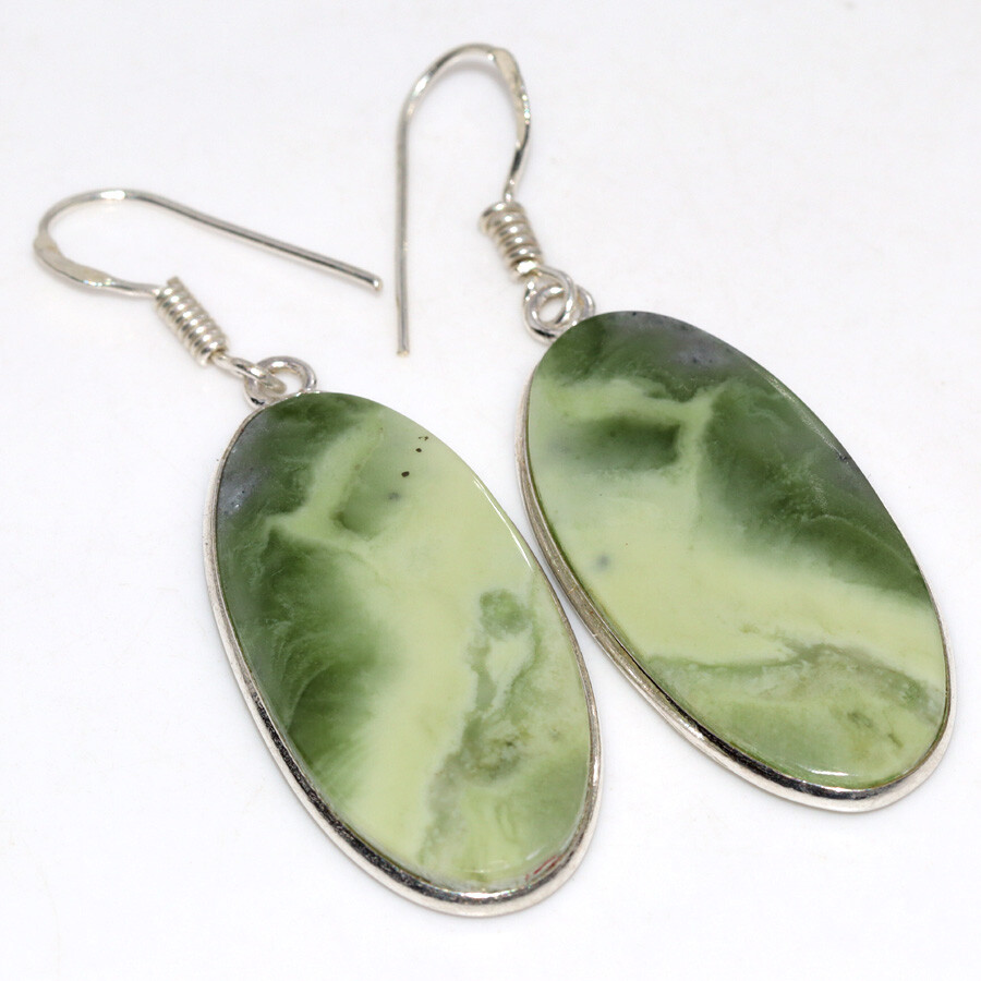 Handmade 925 Silver Plated Larsonite Ethnic Earrings 2