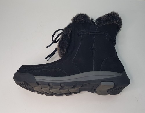 LANDS' END SIZE 5UK EUR37.5 WOMENS BLACK SUEDE LACE UP ANKLE SNOW BOOTS FUR TOP - Picture 11 of 24